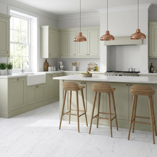 6mm Rigid Core LVT Flooring Carrara Marble Matt Finish Waterproof