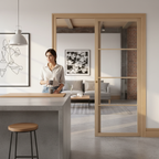 Premium Clear Glazed Pocket Door System with Galvanised Steel Frame and Adjustable Features for Modern Homes