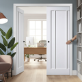 Premium 3 Panel Double Pocket Door Set with Solid Core and Adjustable Jambs for Space-Saving Elegance
