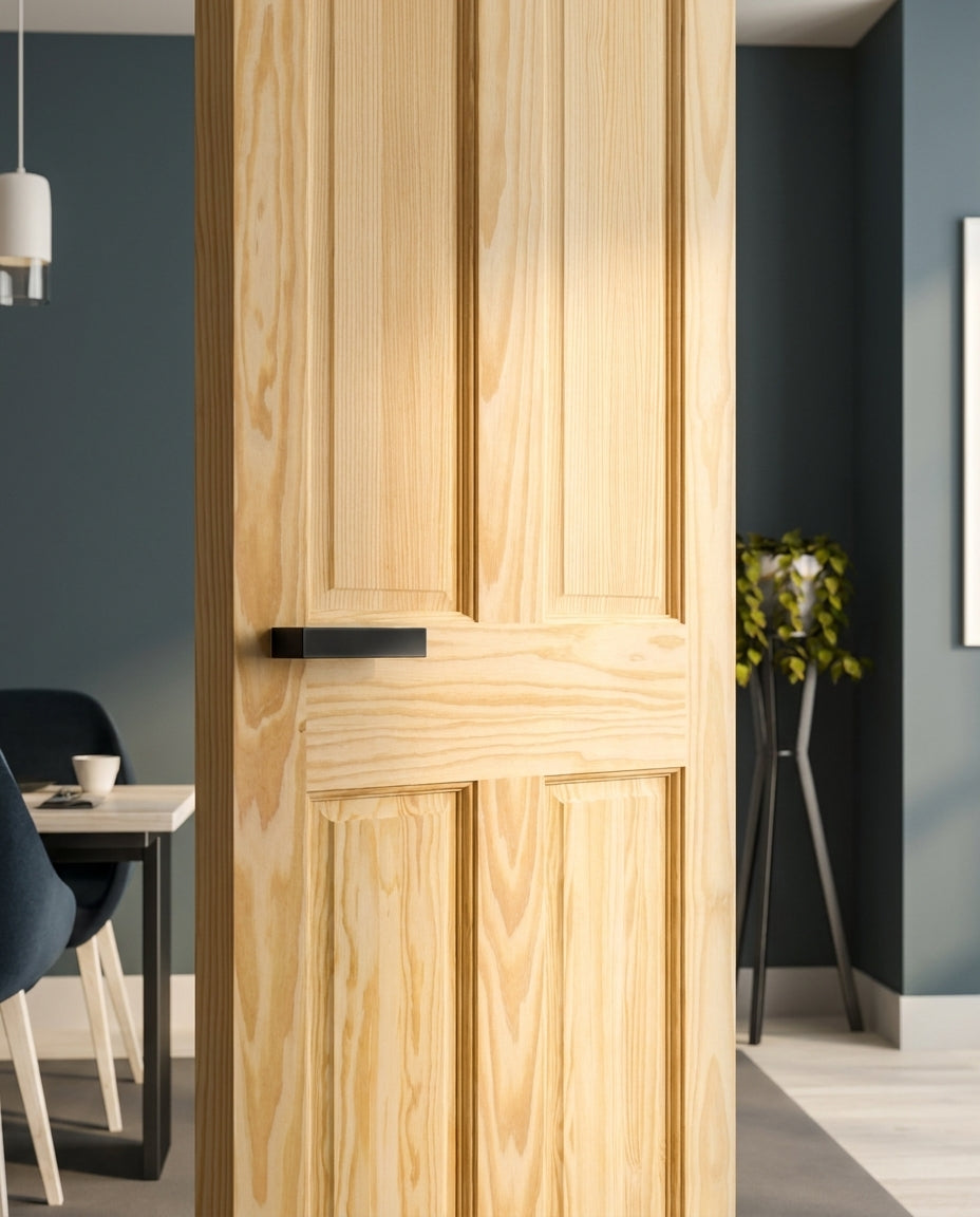 Internal Clear Pine 4 Panel Unfinished Solid Door Malton - detail view