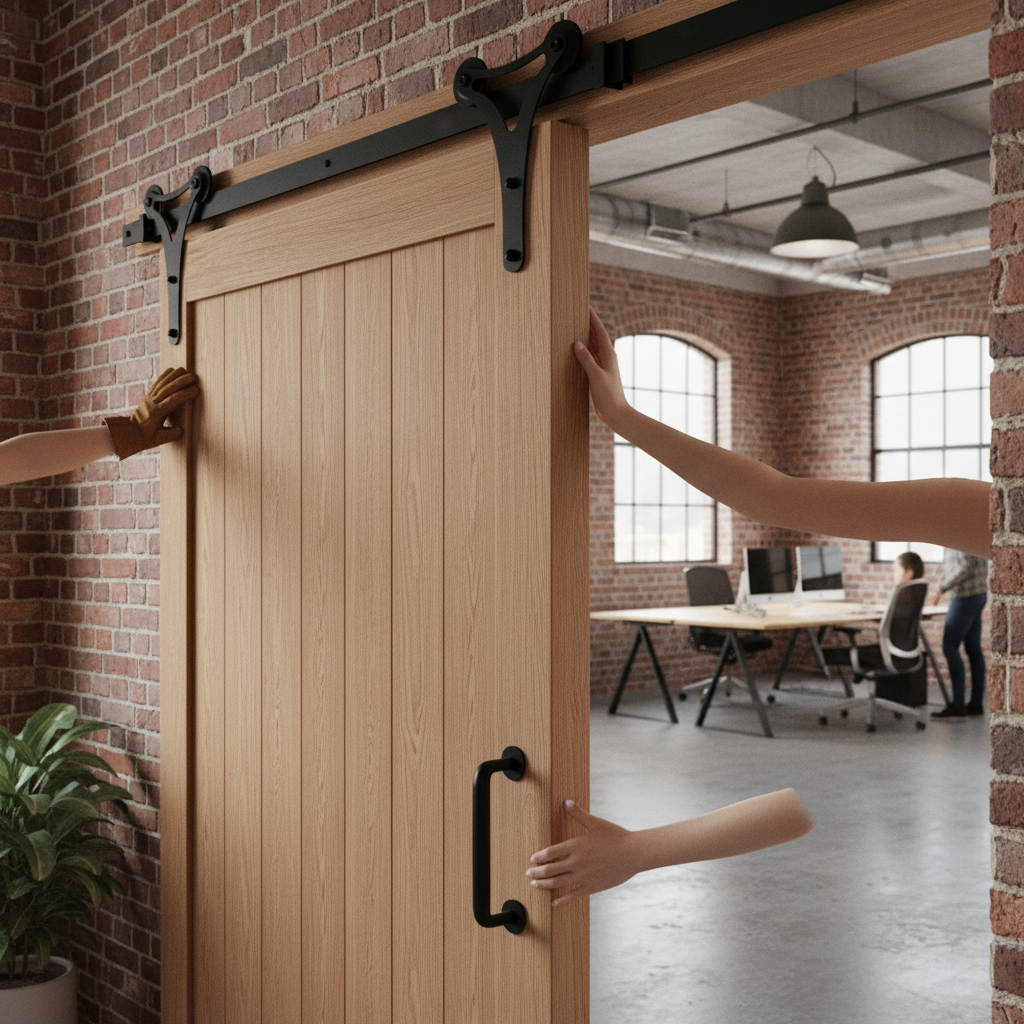 Premium Double Roller Sliding Barn Door Track Bracket Pair in Matt Black for Seamless Installation and Support - Image 2