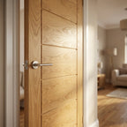 Internal Oak Door Fully Finished Pedrena 7 Panel Design - detail view