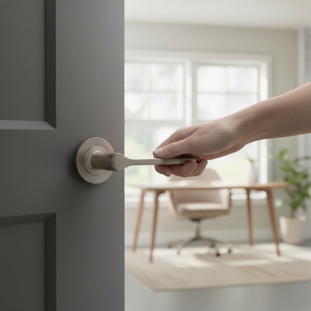 Premium Lever on Rose Satin Nickel Door Handle - Ergonomic Design for Heavy Use in Office or School