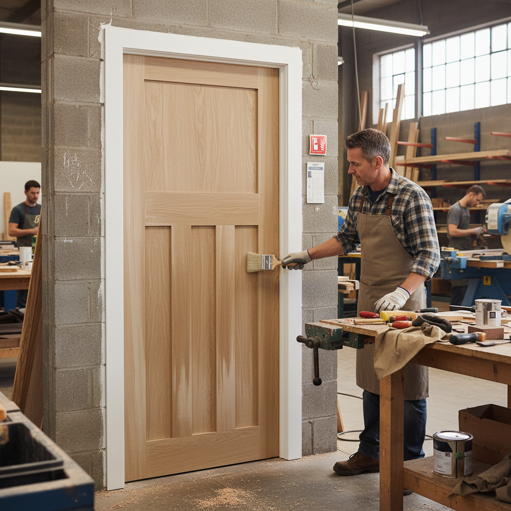 Premium Unfinished 1930's DX 4 Panel FD30 Fire Door with Solid Engineered Core and 30-Minute Fire Resistance