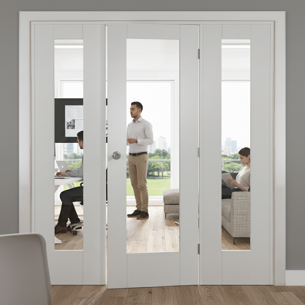 Premium Clear Glazed Room Divider with Matching Demi Panels and Universal Frame - Customizable Sizes Available