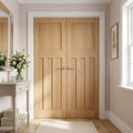 Internal 1930's Style Oak Pair Door, Unfinished, Solid Core