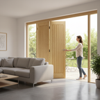 Premium Bifolding Doorset with Unfinished Oak Frame and Multiple Configurations for Seamless Room Transitions