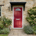 Composite Front Door Set with Toughened Glass, Fully Finished, Red