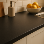 Black Laminate Worktop 3000mm x 600mm x 28mm with Matt Finish - detail view