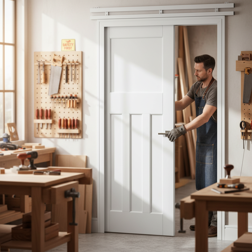 Premium Telescopic Door System with Solid Core Design, Synchronization Kit, and Maintenance-Free Track for Elegant Spaces