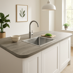 Laminate Worktop in Silver Oak with Rounded Edges, 3000mm x 600mm x 38mm