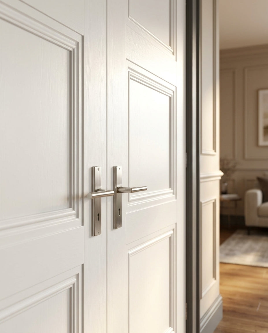 Internal Pair Door, White Primed Elegance Ripley, Solid Engineered Core - detail view