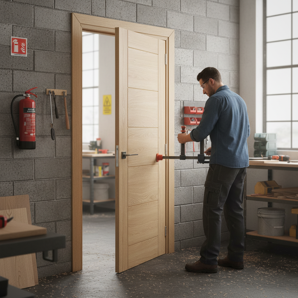 Premium Fully Finished Fire Door with Real Oak Veneer, Solid Core, and 30 Minute Fire Rating - Acoustically Tested