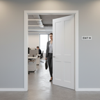 Premium 4 Panel White Fire Door - Shaker Style, Solid Core Construction, 30-Minute Fire Rating