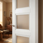 Made-to-Measure White Internal Door with 3 Light Obscure Glass, Primed Finish - detail view