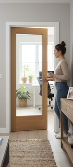 Premium Unfinished Obscure Glazed Internal Door with Real Oak Veneer for Enhanced Light and Privacy