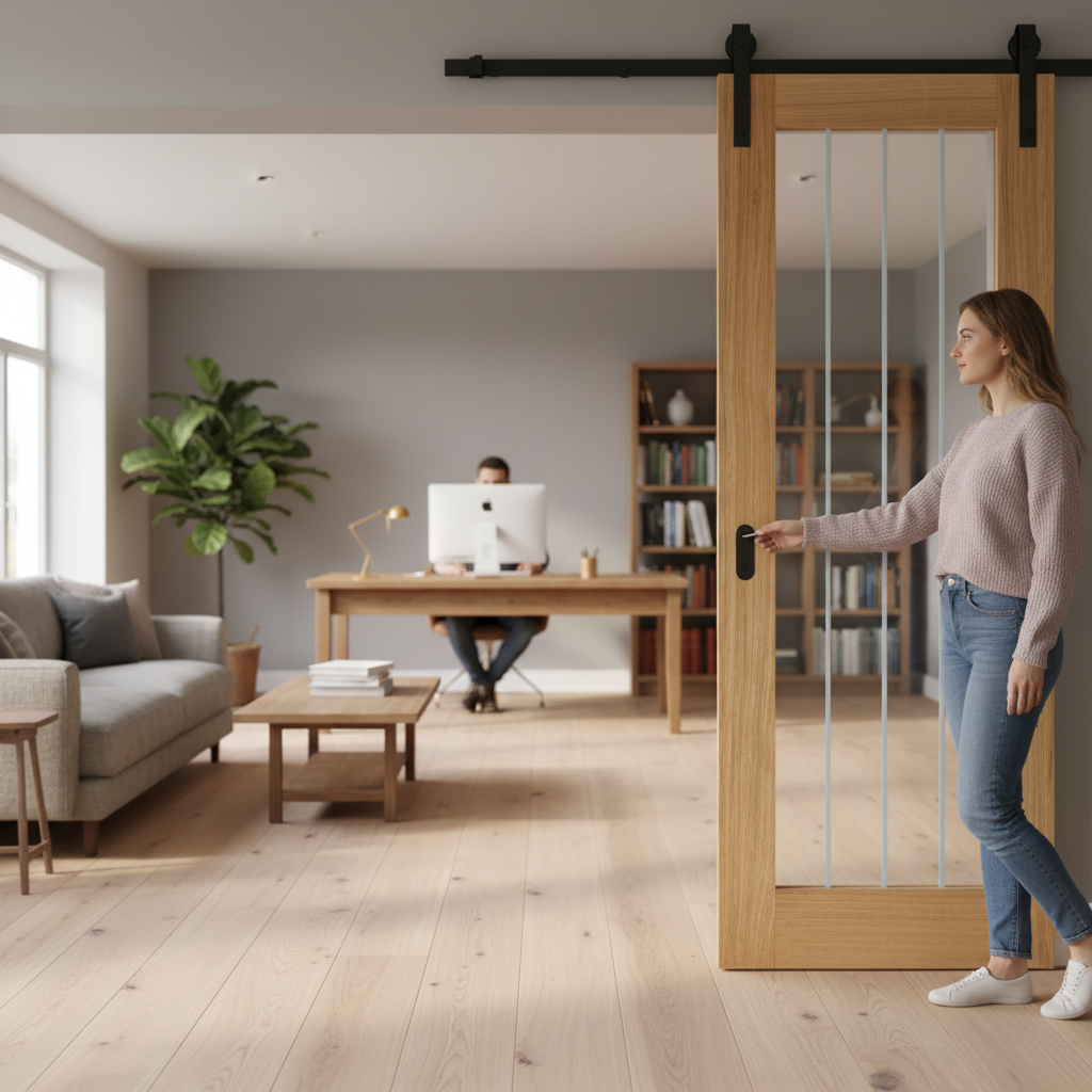 Premium Face Mounted Sliding Door Set for Wooden Doors up to 100kg - 2m or 3m Lengths with Rustic Steel Finish