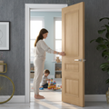 Premium 3 Panel Oak Interior Door with Solid Core and Decorative Beading - High-Quality Professional Grade for Industrial and Commercial Applications