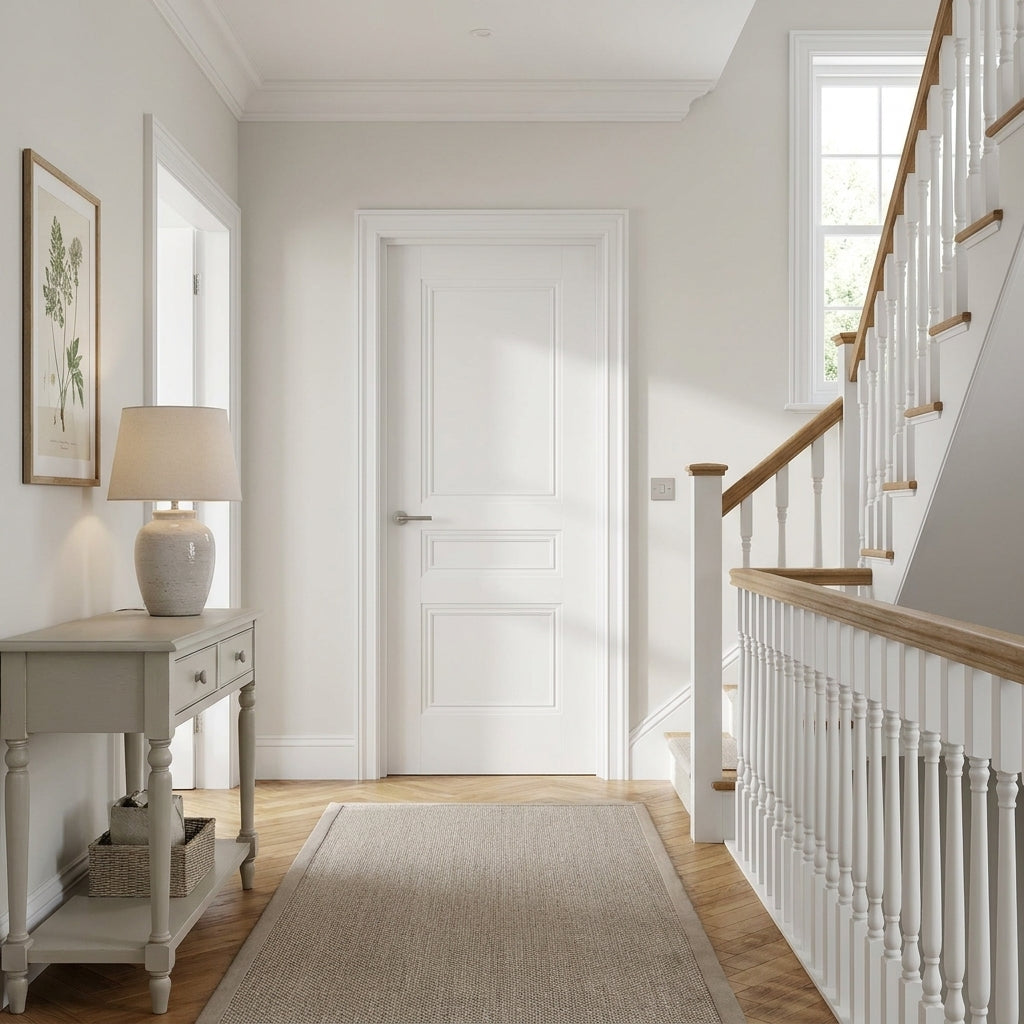 Internal White Door, Made-to-Measure, Primed Finish, 3 Panel Elegance Henley