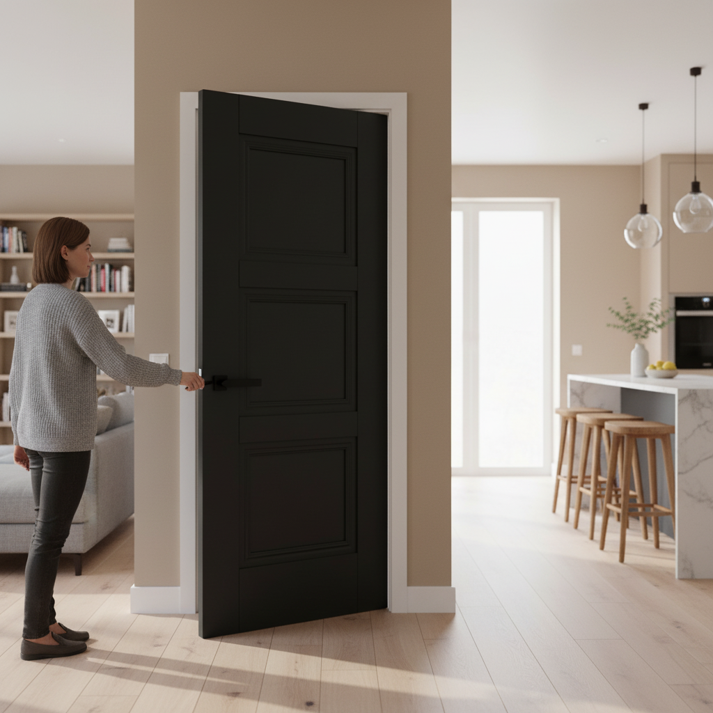 Internal Fully Finished Jet Black Elegance Door - Solid Core for Durability and Soundproofing - Image 2