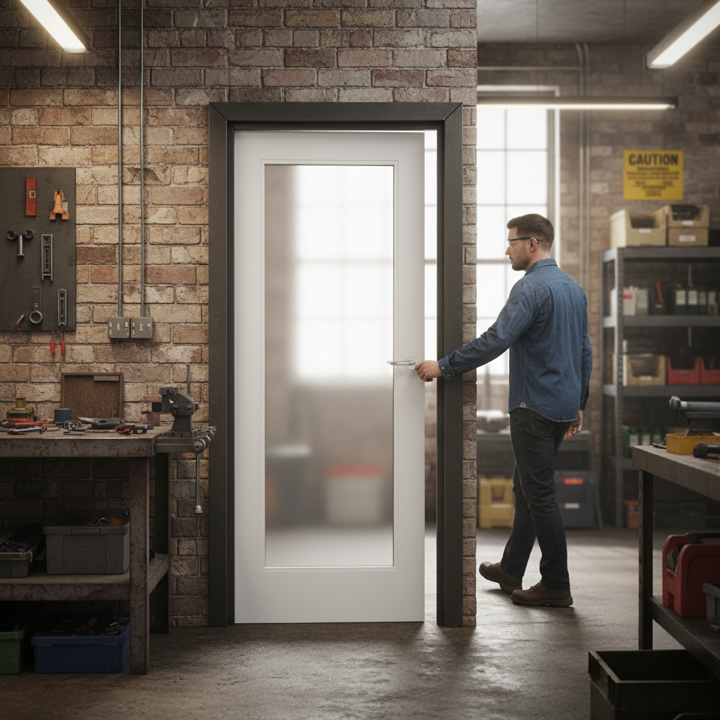 Custom Made Premium 1L White Obscure Glazed FD30 Fire Door with Bespoke Options - High-Quality Professional Grade for Industrial and Commercial App...