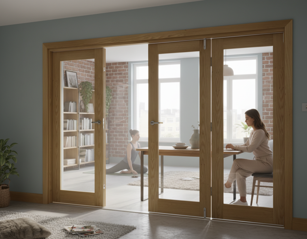 Premium Fully Finished Room Divider with Adjustable Height and Top Sliding Track for Flexible Home Space Division