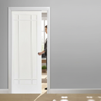 Premium 9 Panel White Pocket Door Set with Adjustable Frame and Galvanized Steel Structure for Elegant Interior Spaces