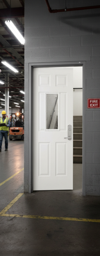 Premium White Moulded Textured 6-Panel Fire Door with Robust Design for Safety and Durability