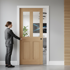 Premium Clear Glazed Pocket Door Set with Solid and Glazed Panels for Elegant Space Transformation