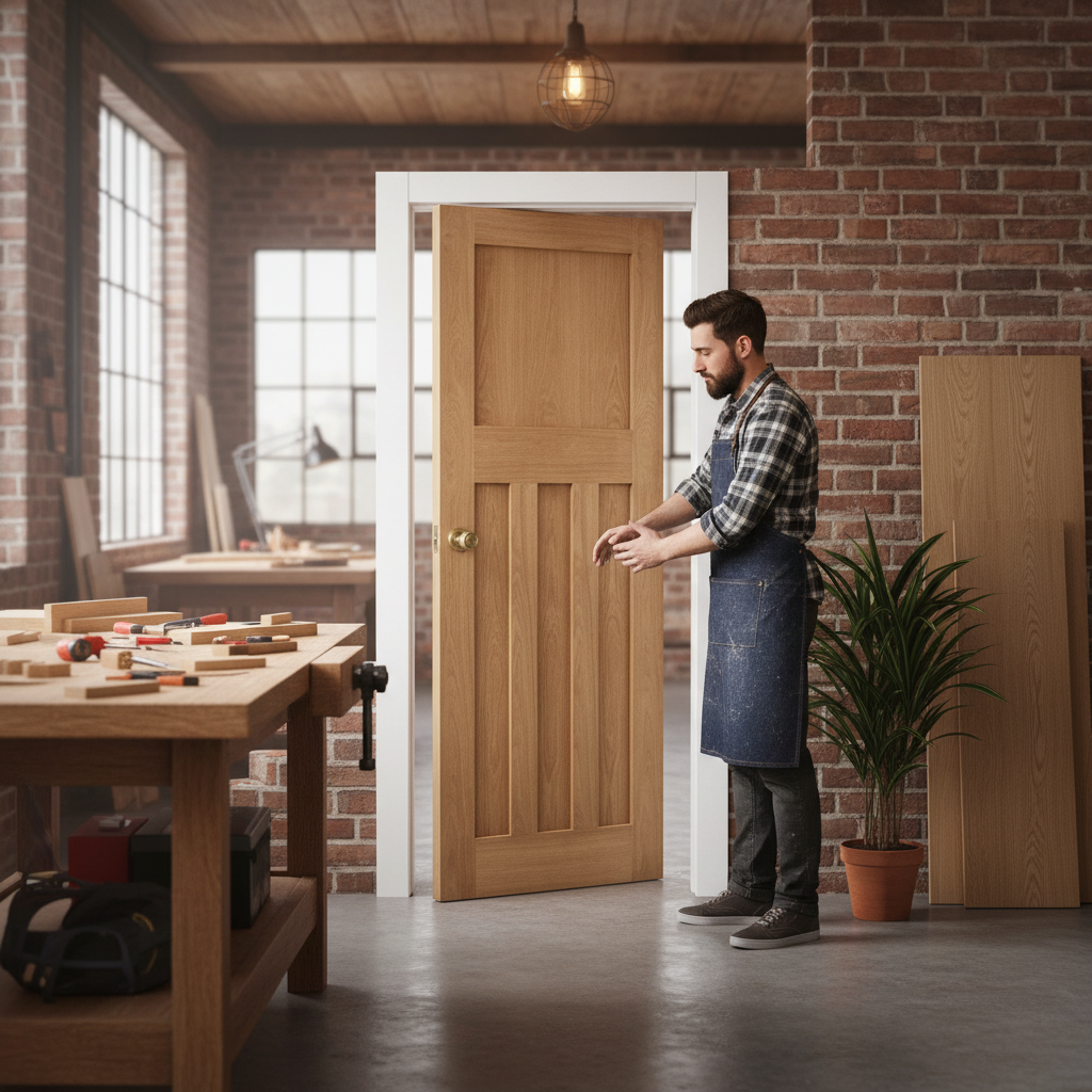 Premium Unfinished 1930's DX 4 Panel Internal Door - Solid Engineered Core with Oak Finish, Customizable for Any Project