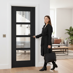 Premium Glazed Fire Door in Charcoal Black - FD30 Fire Rated, Solid Engineered Core, and Modern Design