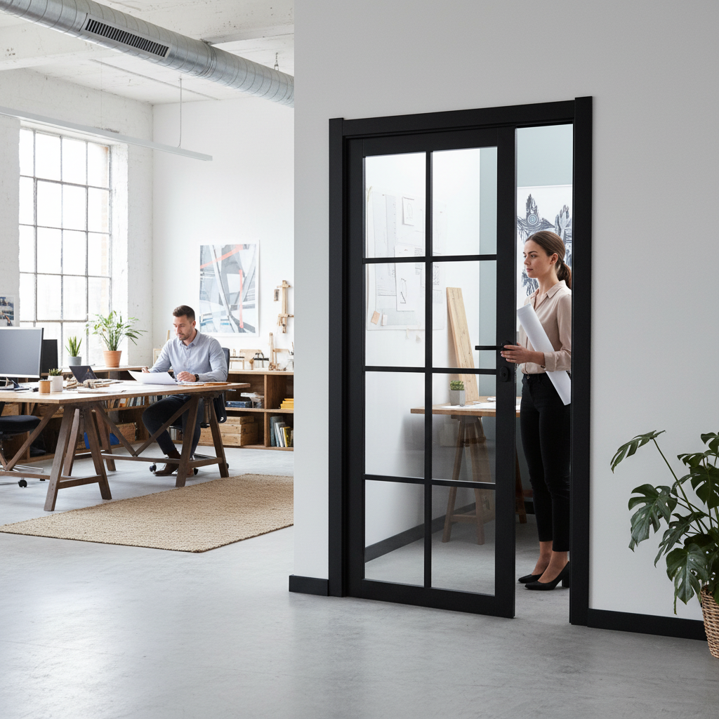 Internal Fully Finished Industrial Studio Door with 8 Clear Glass Panes - Custom Made-to-Measure for Perfect Fit - Image 2