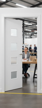 Premium Internal White Primed 4 Light Obscure Glazed Door - Contemporary Engineered Design with Ladder-Style Effect