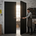 Premium Heavy Duty Industrial Style Door Pair with Black Finish and Robust MDF Construction for Contemporary Interiors