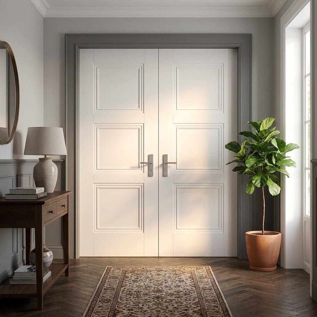 Internal Pair Door, White Primed Elegance Ripley, Solid Engineered Core