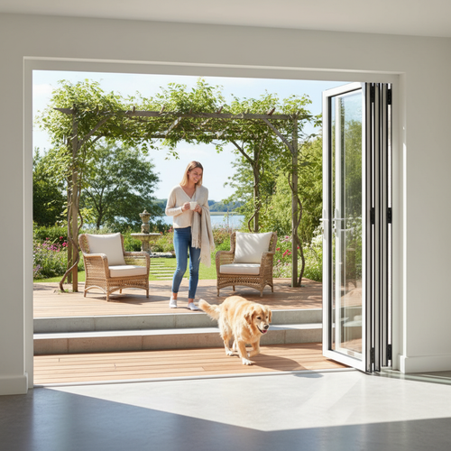 Premium 10ft Slimline White Aluminium Bifold Doors with Double Glazing and Thermal Efficiency