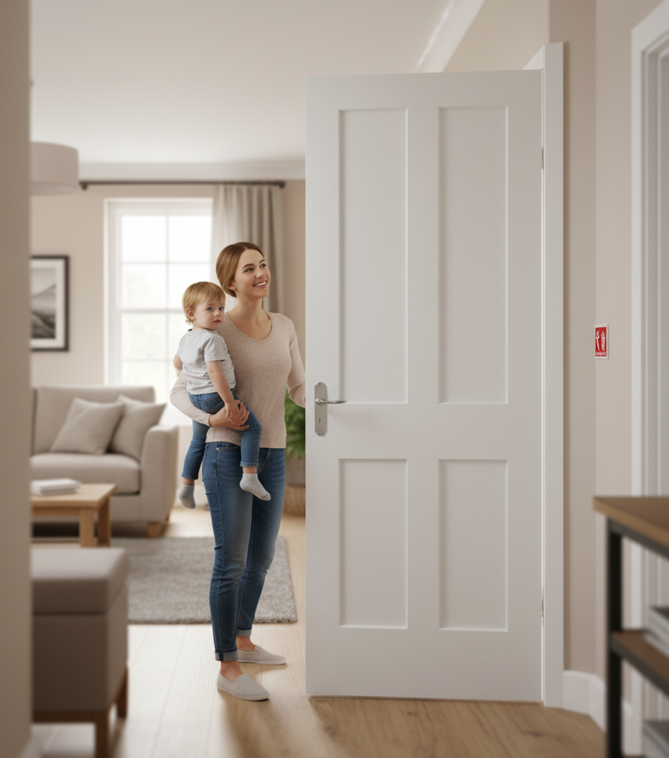 Premium 4 Panel Fire Door with 30-Minute Fire Rating and Engineered Construction for Modern Interiors