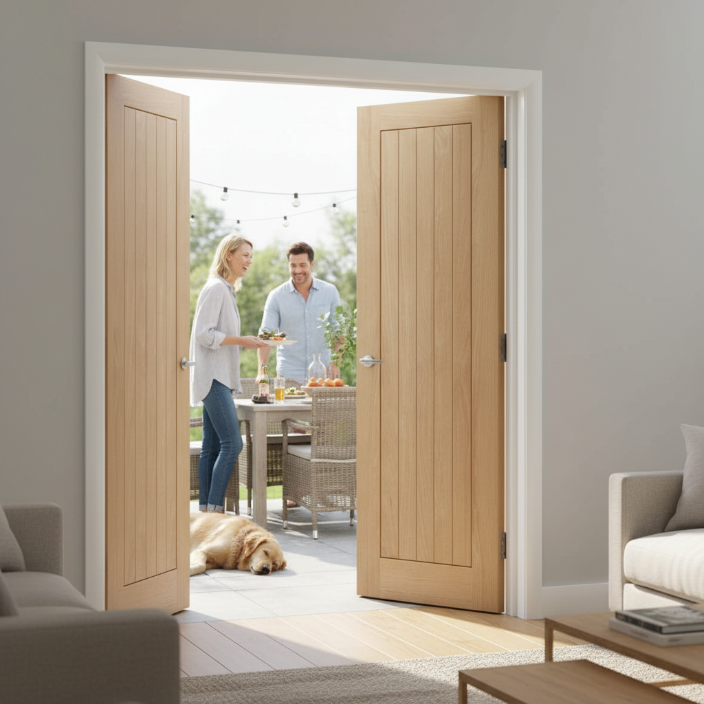 Premium Custom Made Internal Oak French Doors for Cottage and Barn Conversions - High-Quality Professional Grade for Industrial and Commercial Appl...