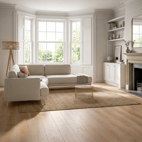 10mm Water-Resistant Laminate Flooring in Sand Dune Oak with 4V Bevel Edge