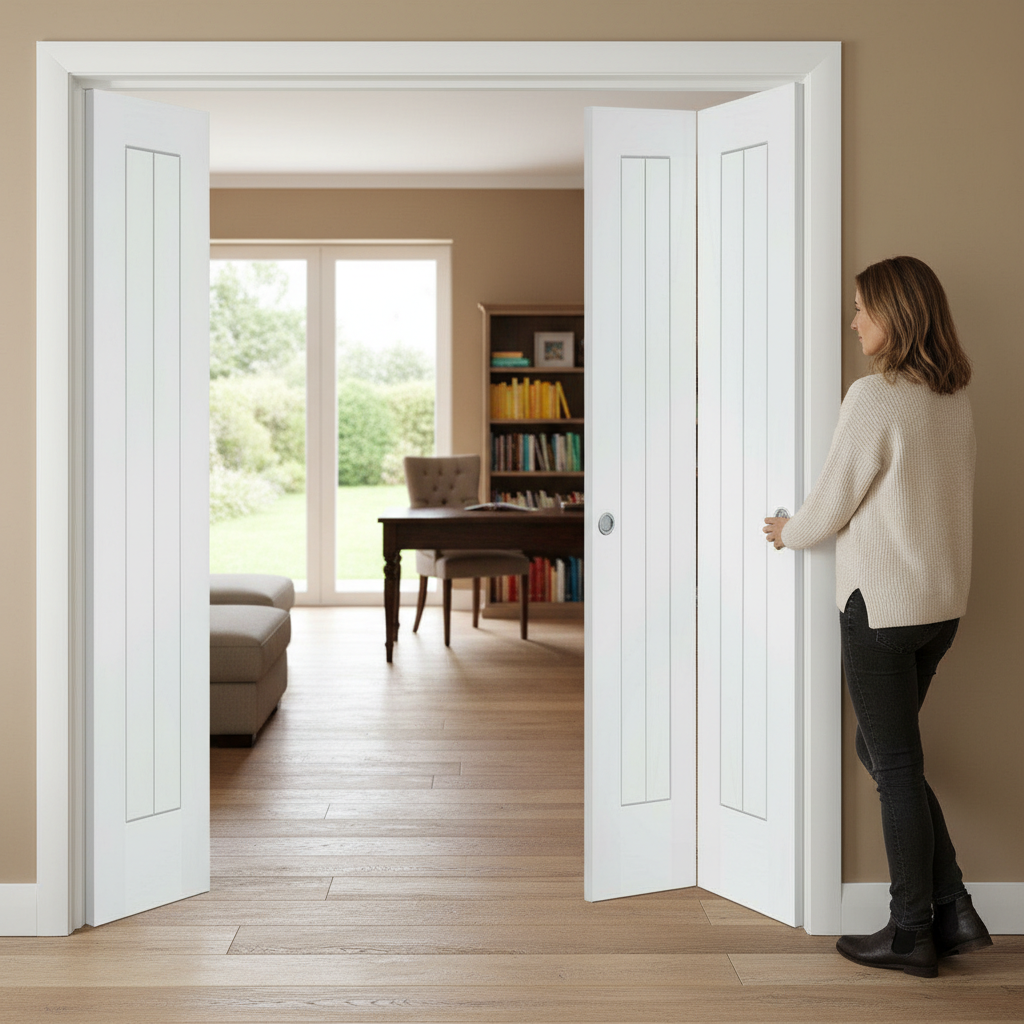 Premium White Primed Bifold Door with Complete Fitting Track for On-Site Finishing