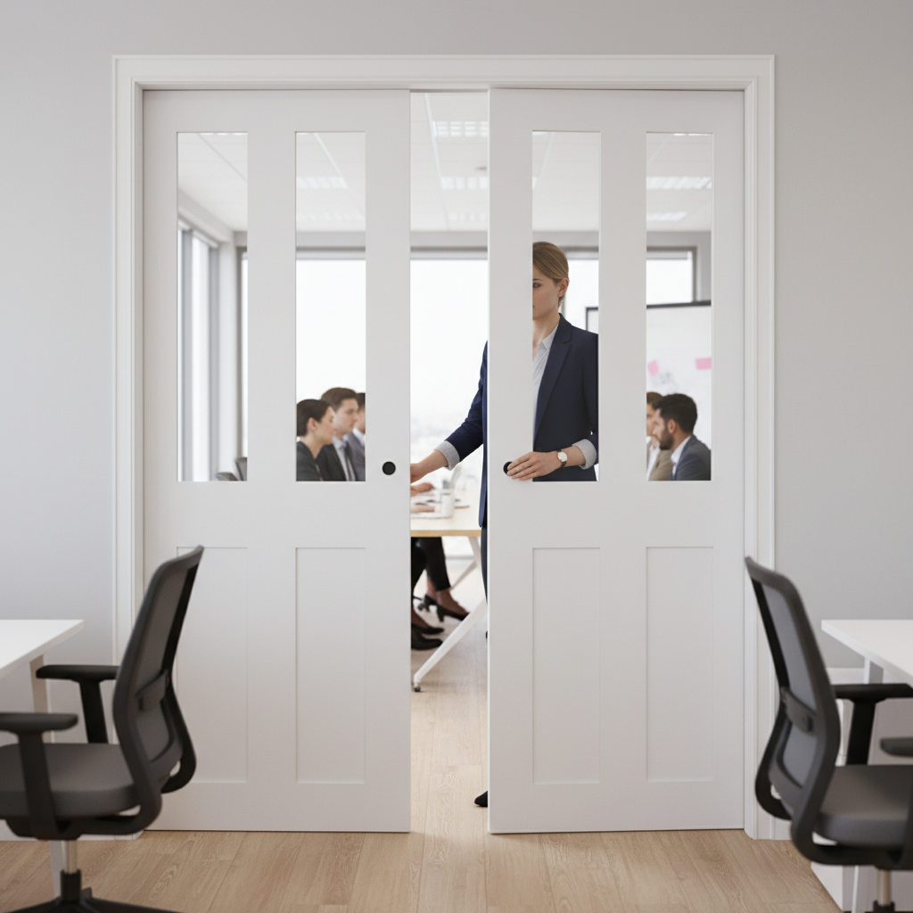 Premium White Clear Glazed Double Pocket Door Set with Galvanised Steel Frame and Adjustable Jambs for Enhanced Light Flow