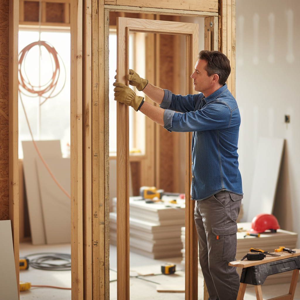 Oak Veneer Fully Finished Door Lining Set with Doorstop and Over Compensatory Lengths for Perfect Fit
