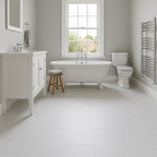 White Marble Vinyl Flooring 6mm Matt Finish 100% Waterproof 4V Bevel Edge