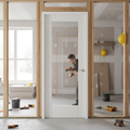 Premium Internal Pattern 10 Clear Glass Door - White Primed, Solid Engineered Core, Customizable Finish