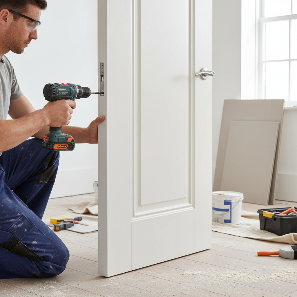 Premium 1 Panel White Primed Fire Door - 30 Minute Fire Rated, Solid Engineered Core, Various Sizes Available