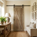 Internal Pine 1 Panel Carbonised Brace Barn Door, Unfinished Softwood