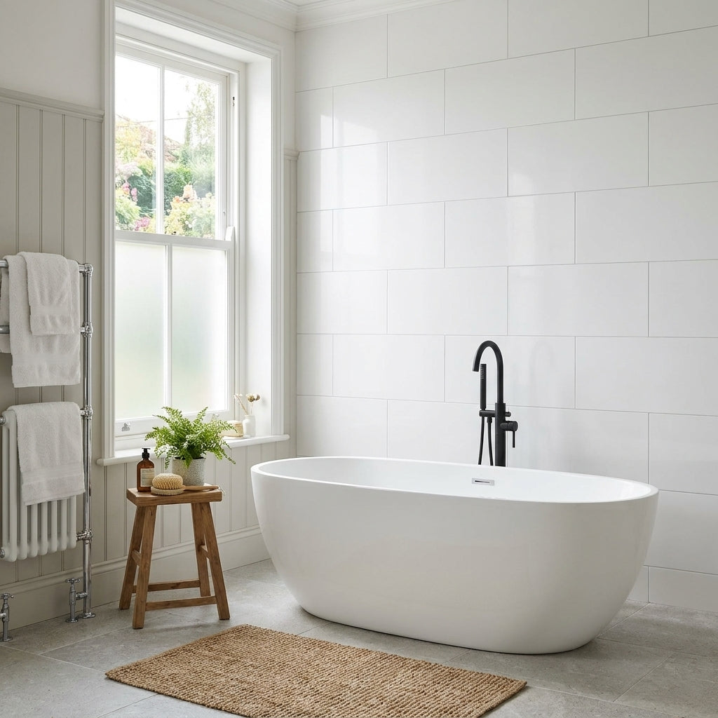 Wall Panelling, White Concrete, 4mm Waterproof, UV Coated, 778x389mm