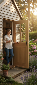 Premium 4 Light Double Glazed Stable Door with Slatted Design for Cottage Charm - High-Quality Professional Grade for Industrial and Commercial App...