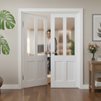 Premium Internal White Primed Victorian 2 Panel 2 Light Obscure Glass Pair Door for Elegant Home Decor - Image 2