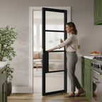 Premium Industrial-Style 4L Internal Door with Reeded Glass for Modern Homes - High-Quality Professional Grade for Industrial and Commercial Applic...